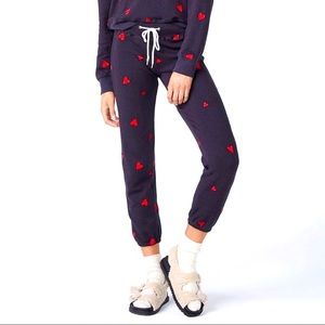 Monrow All Over Embroidered Heart Vintage Sweats Size XS